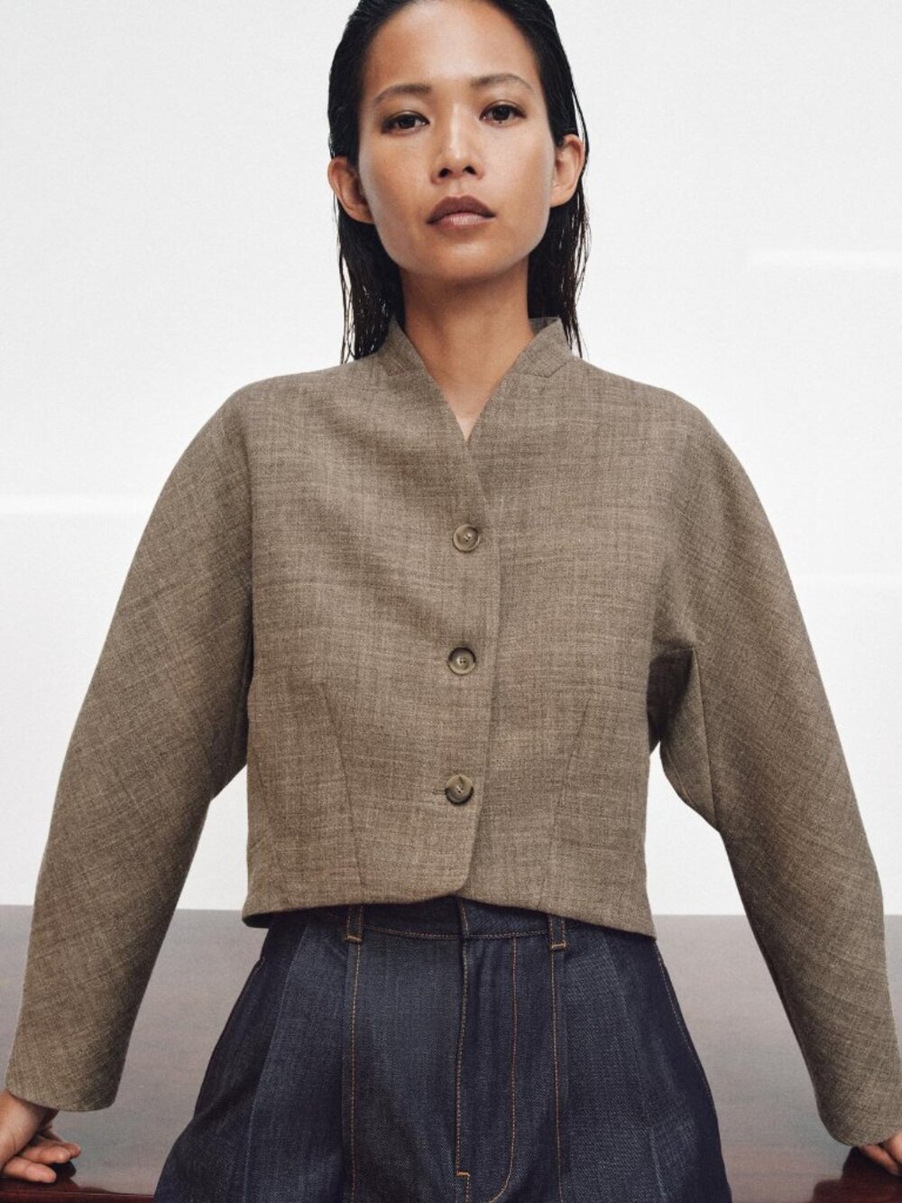 ZARA ZW COLLECTION WOOL BLEND CROPPED JACKET - Picture 2 of 7